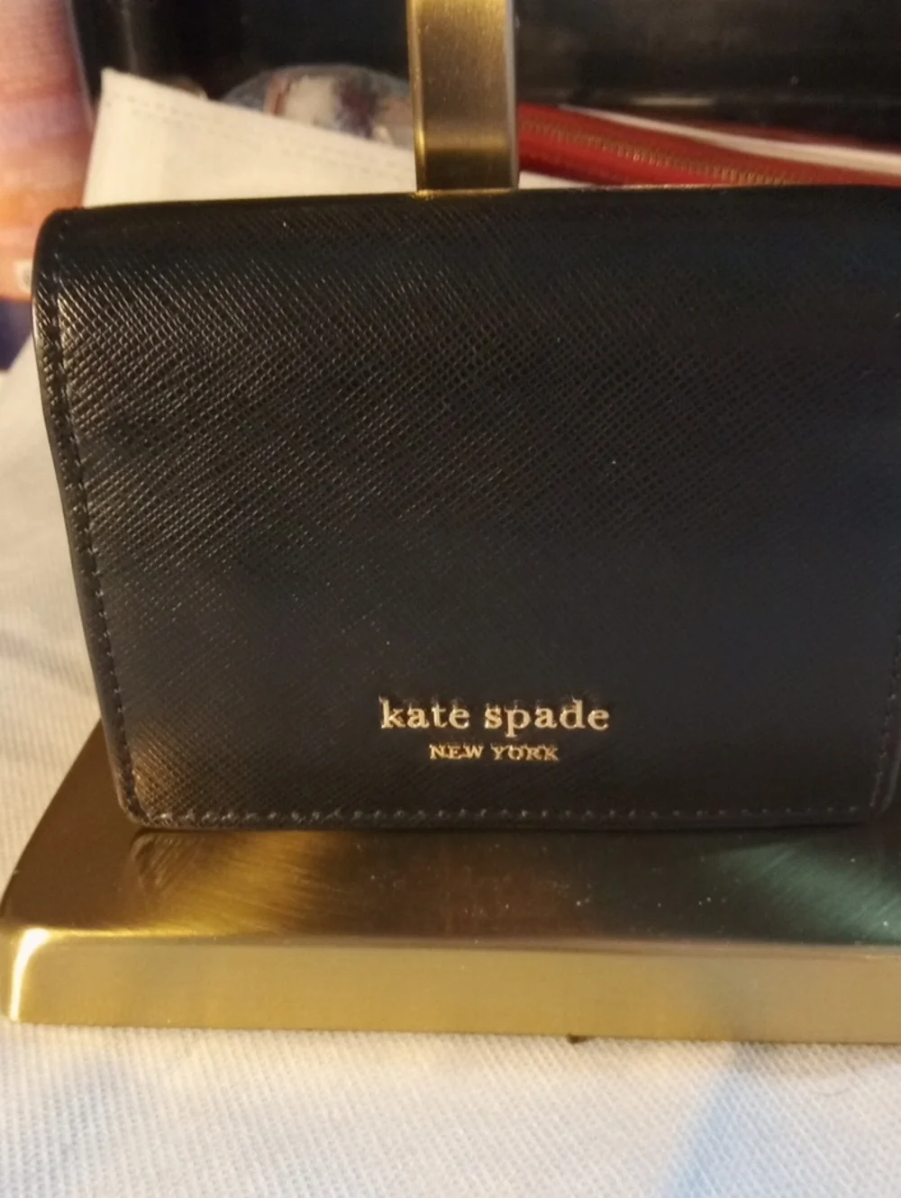 Kate Spade Black Leather Wallet Keychain